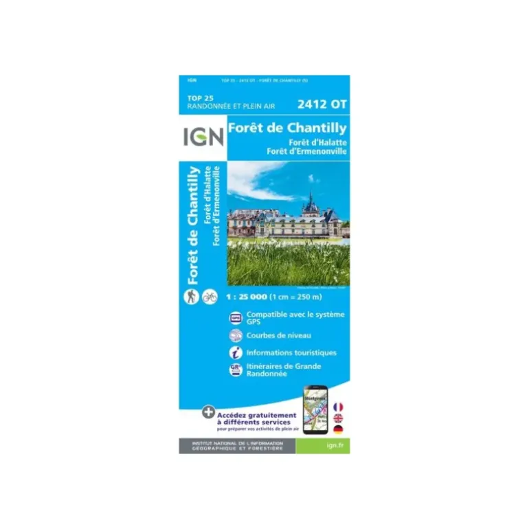 Carte IGN FORÊT DE CHANTILLY FORÊT D'HALATTE FORÊT D'ERMENONVILLE