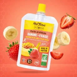 Purée protéinée bio Banane - Fraise, miel et gelée royale