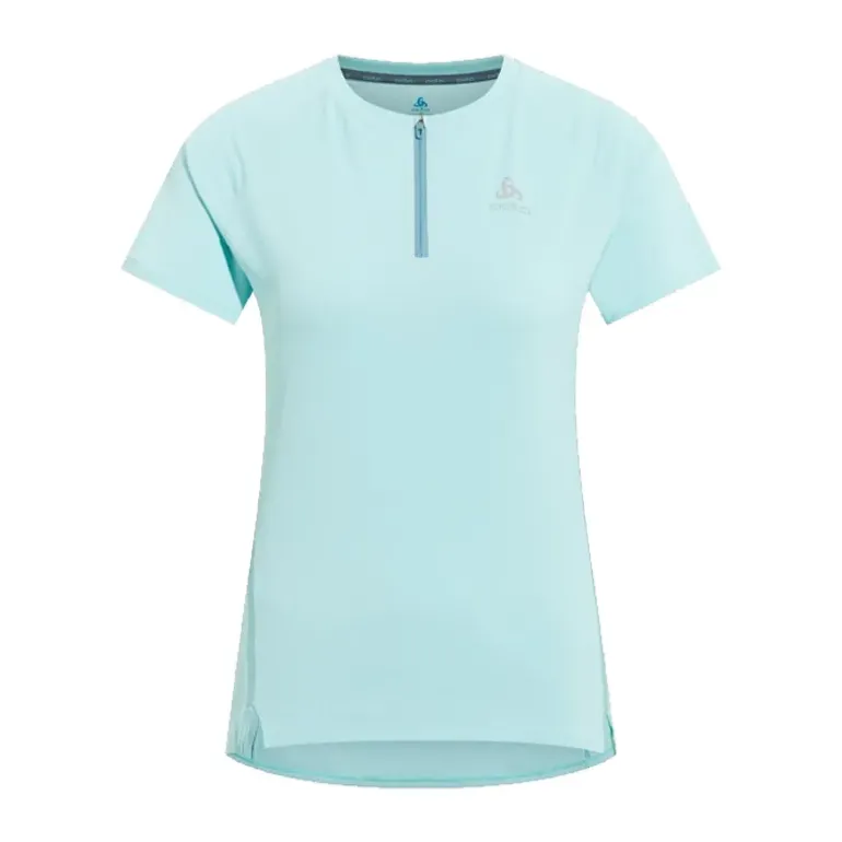 T-SHIRT COL ROND MANCHES COURTES 1/2 ZIP FEMME